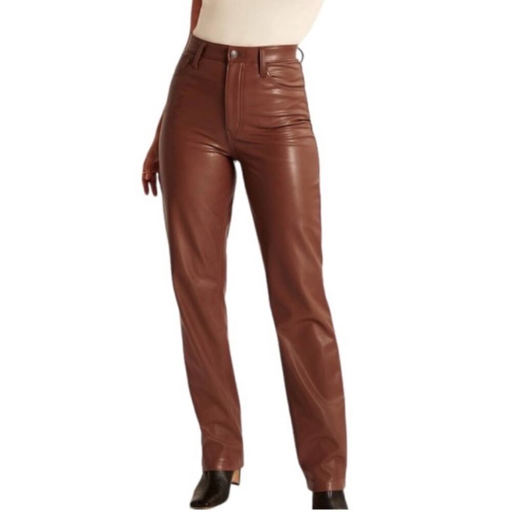 Abercrombie & Fitch The 90s Straight Ultra High Rise Faux Leather Pants 28/6L
